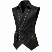 Men's Black Leather Vest – Design 134