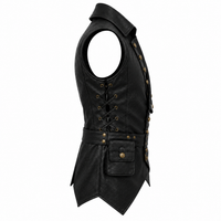 Men's Black Leather Vest – Design 134