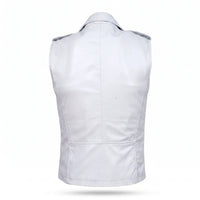 Men's White Leather Vest – Design 092