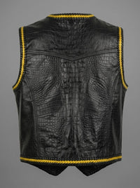 Men's Gold Leather Vest – Design 130