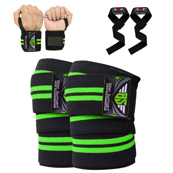 Knee wraps 3 pack set knee wrap + wrist wrap + bar strap